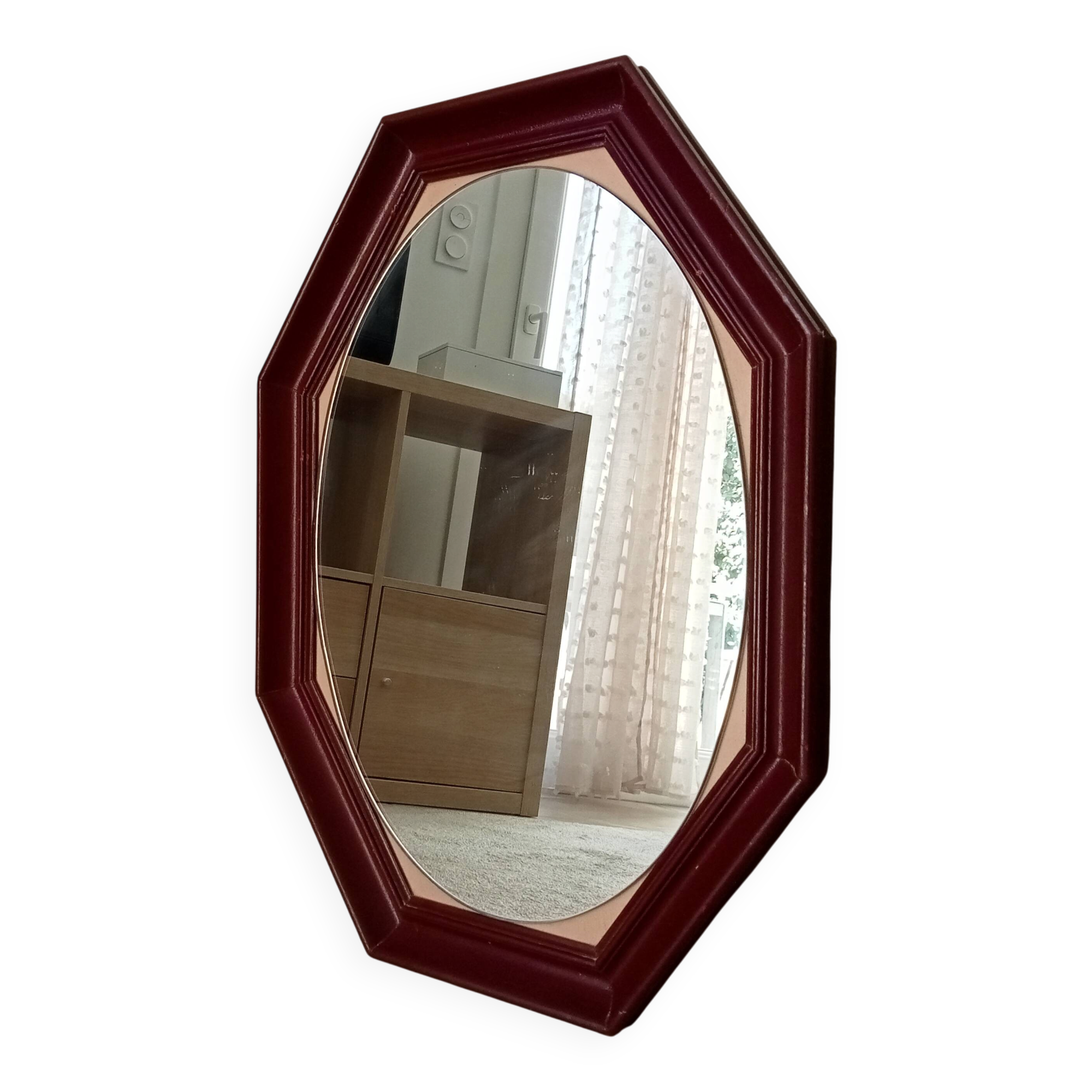 Miroir octogonale art déco en bois massif