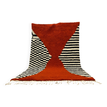 Tapis artisanal marocain laine naturelle 3x2 m