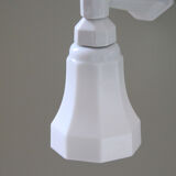 Applique murale col de cygne porcelaine céramique tulipe verre opaline blanche