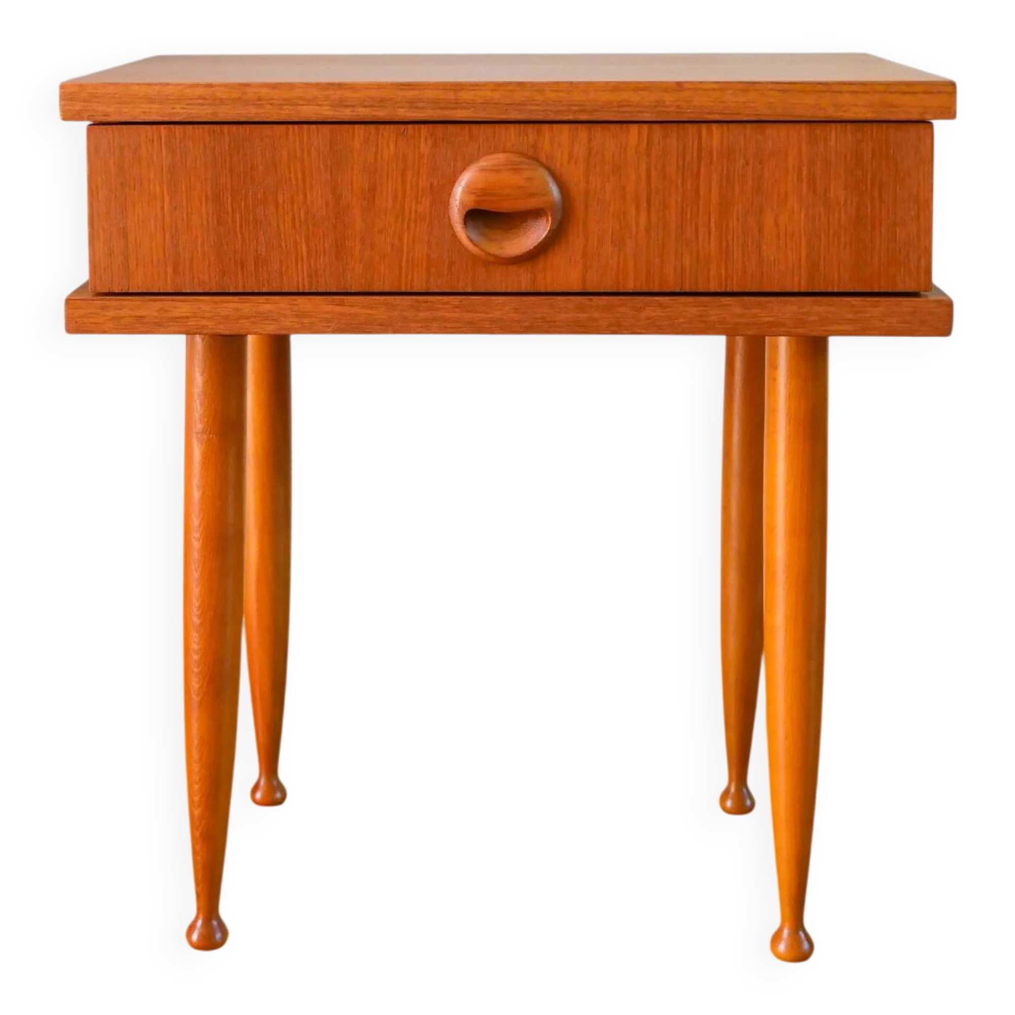 Table de chevet scandinave avec tiroir, en placage teck, 1960