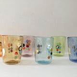 Service of 6 Murano glasses water "goto" "murrisa" in Murano glass unique piece