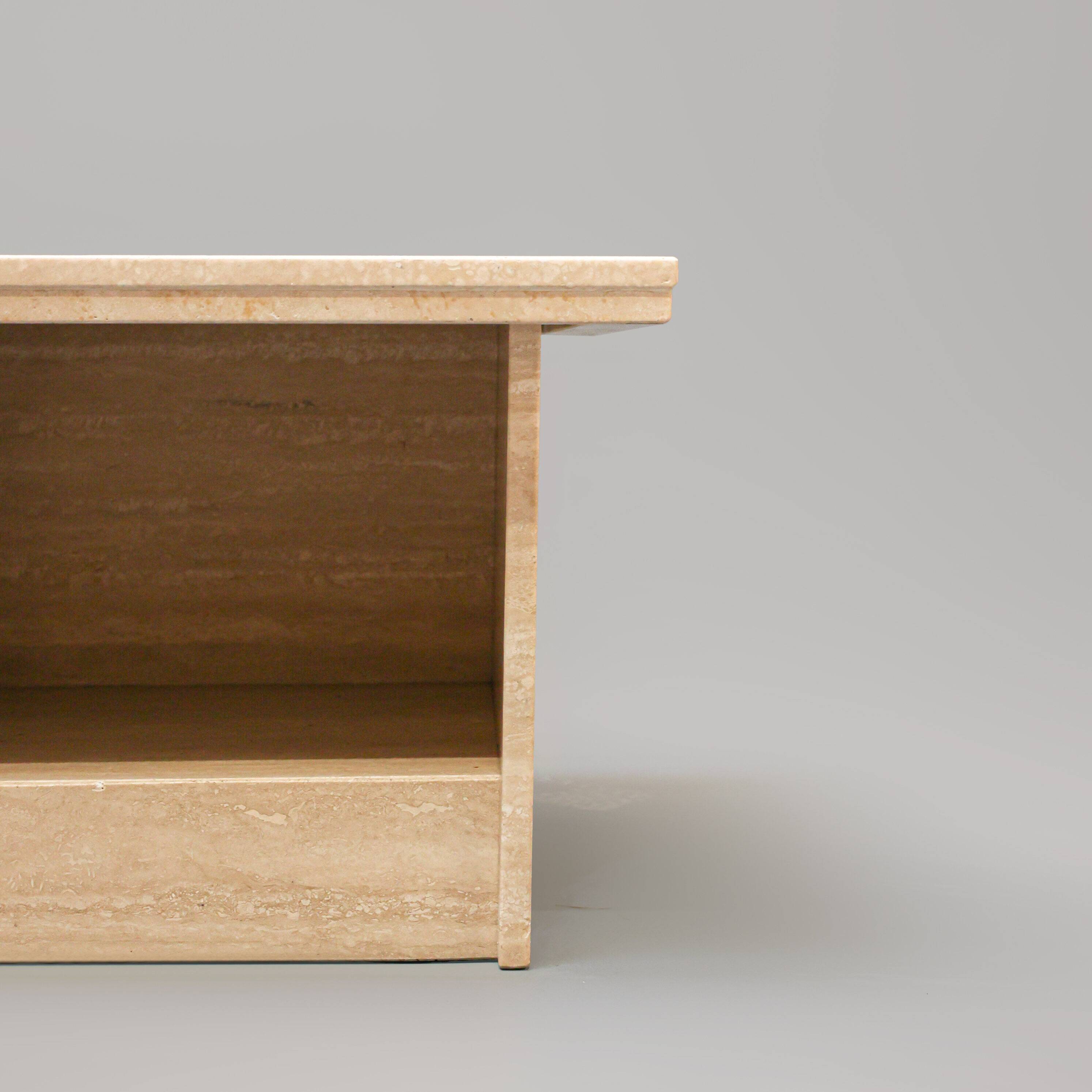 Vintage Italian travertine side table / nightstand