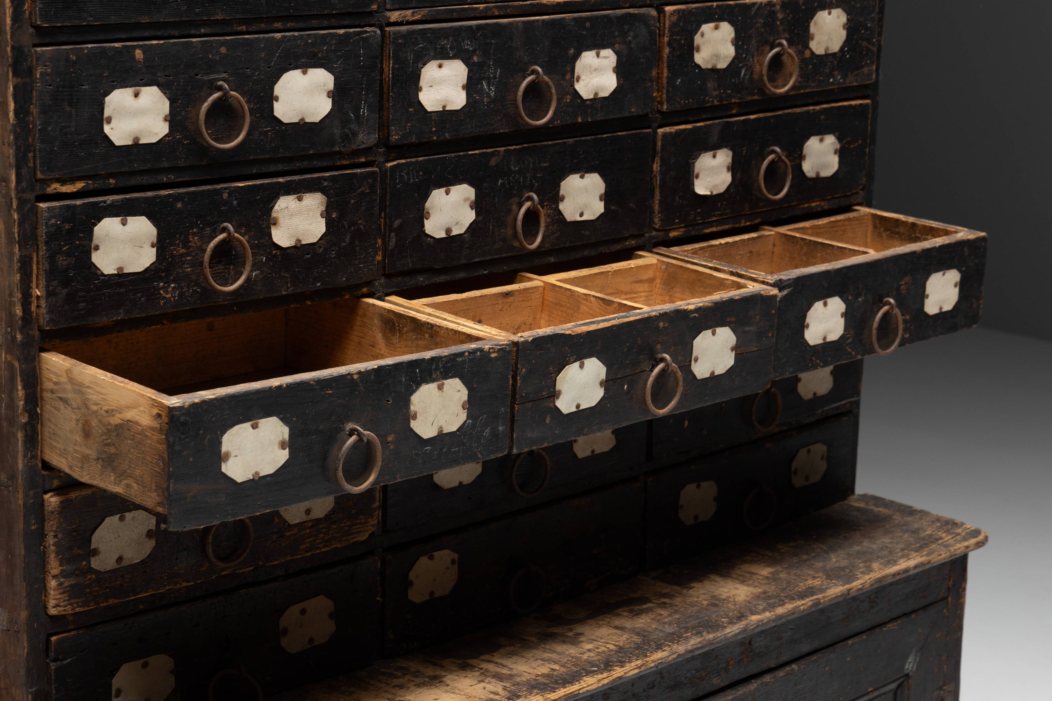 Travail Populaire Apothecary Cabinet, France, 19th Century