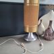 Vintage table lamp with brushed aluminium base - cylinder shade