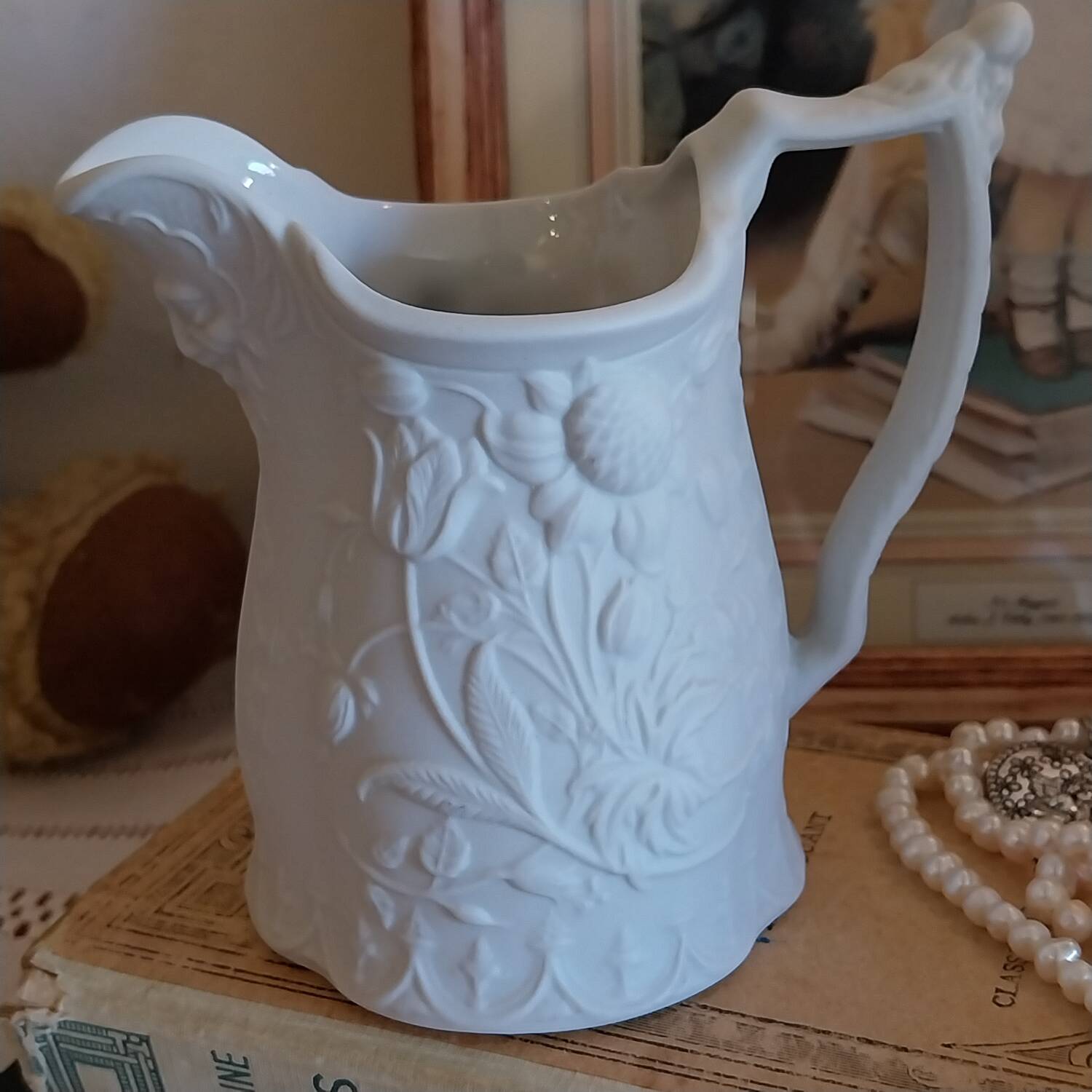 Vintage Portmeirion England biscuit porcelain milk jug