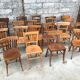Set of 15 mismatched curved wood bistro chairs