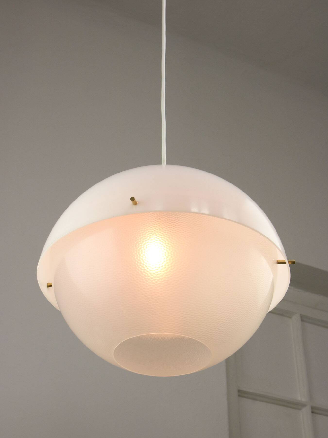 Italian Space Age Pendant in Brass and Plexiglass, 1970s