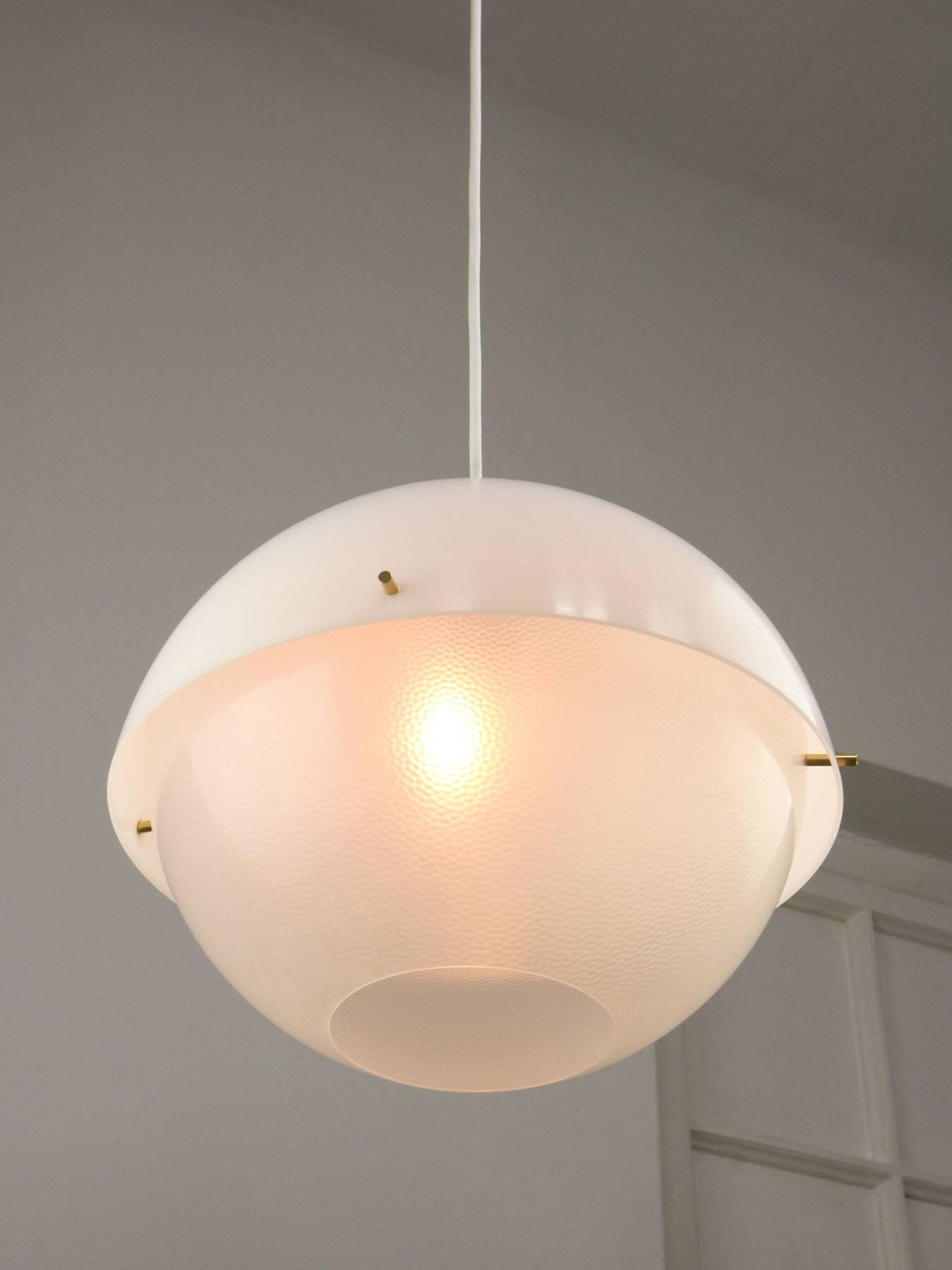Italian Space Age Pendant in Brass and Plexiglass, 1970s