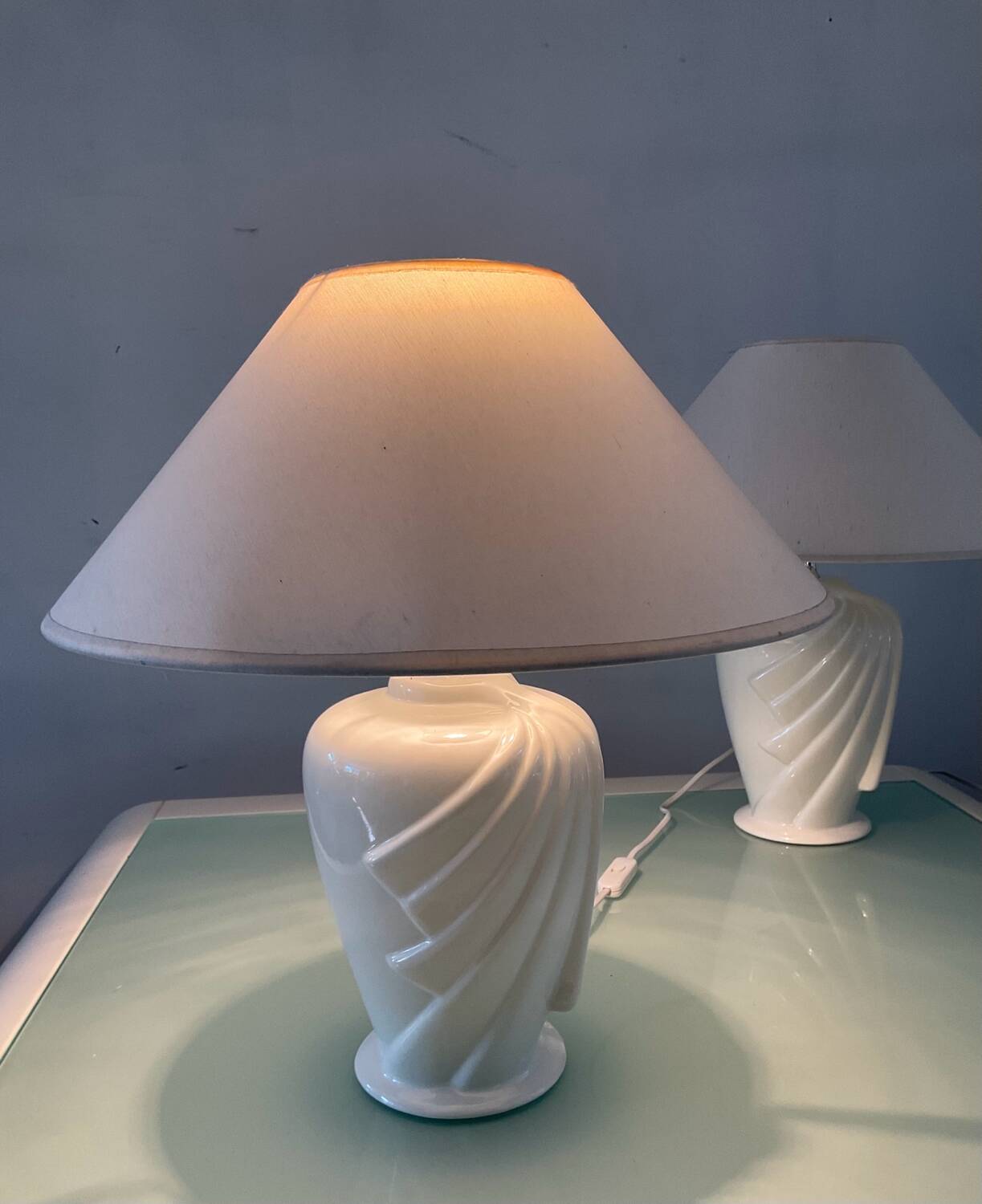 Paire de lampes vintage en céramique