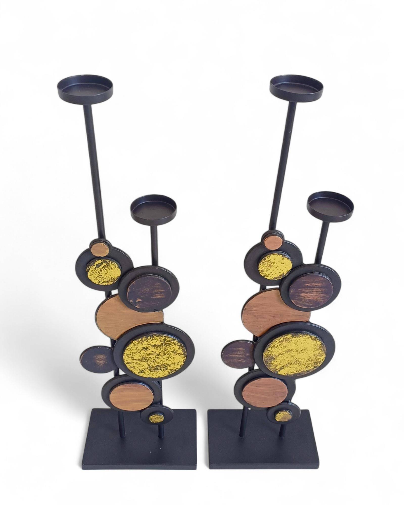 Large Mid-Century Italian Wrought Iron Candelabra, Psychedelic Design, 1970s