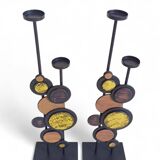 Large Mid-Century Italian Wrought Iron Candelabra, Psychedelic Design, 1970s