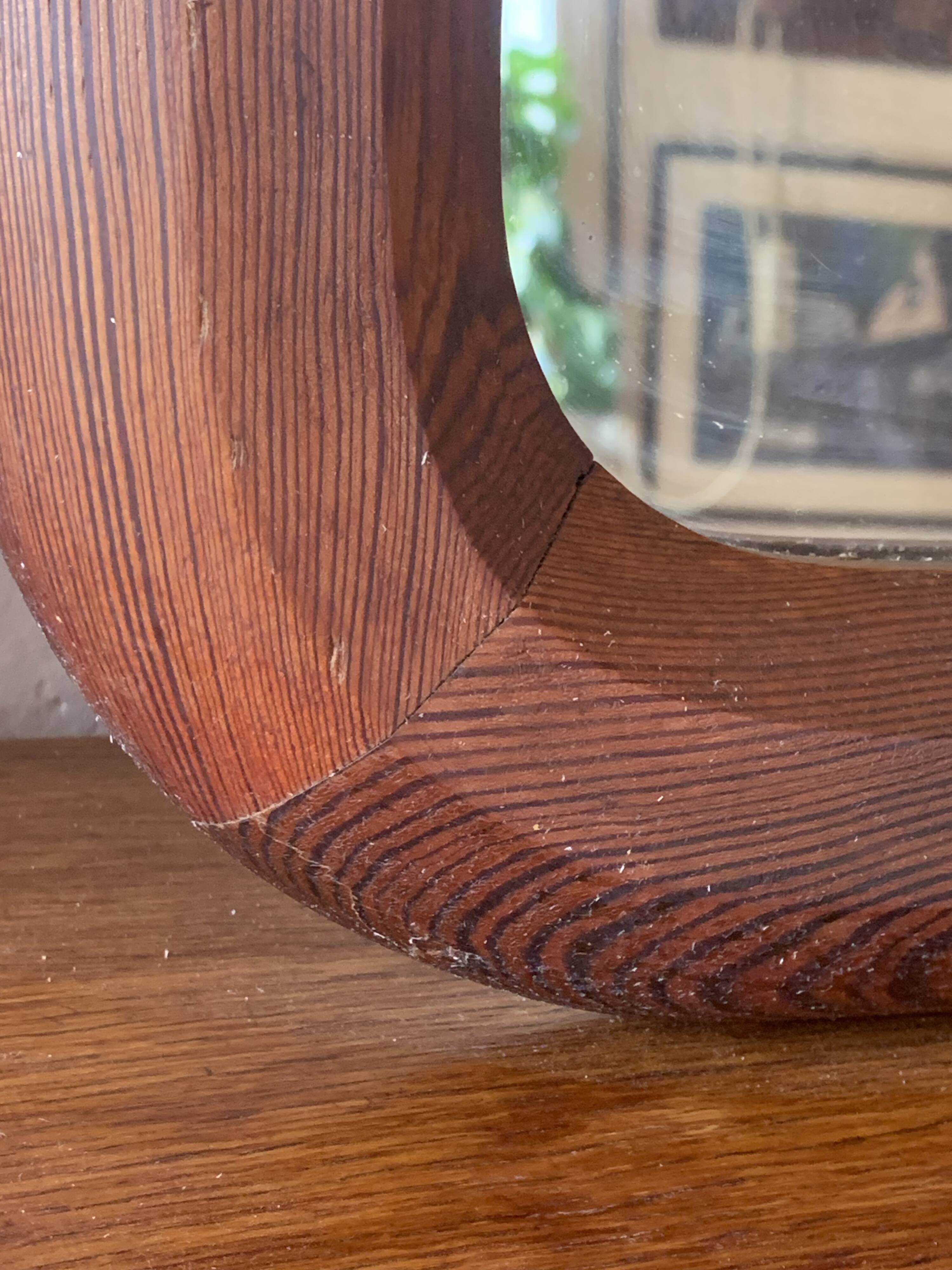 Old vintage wooden wall mirror