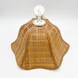 80s wicker bell pendant light