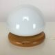 Mushroom lamp, white opaline on pine base