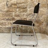 Set of 4 70s velvet and chrome metal chairs