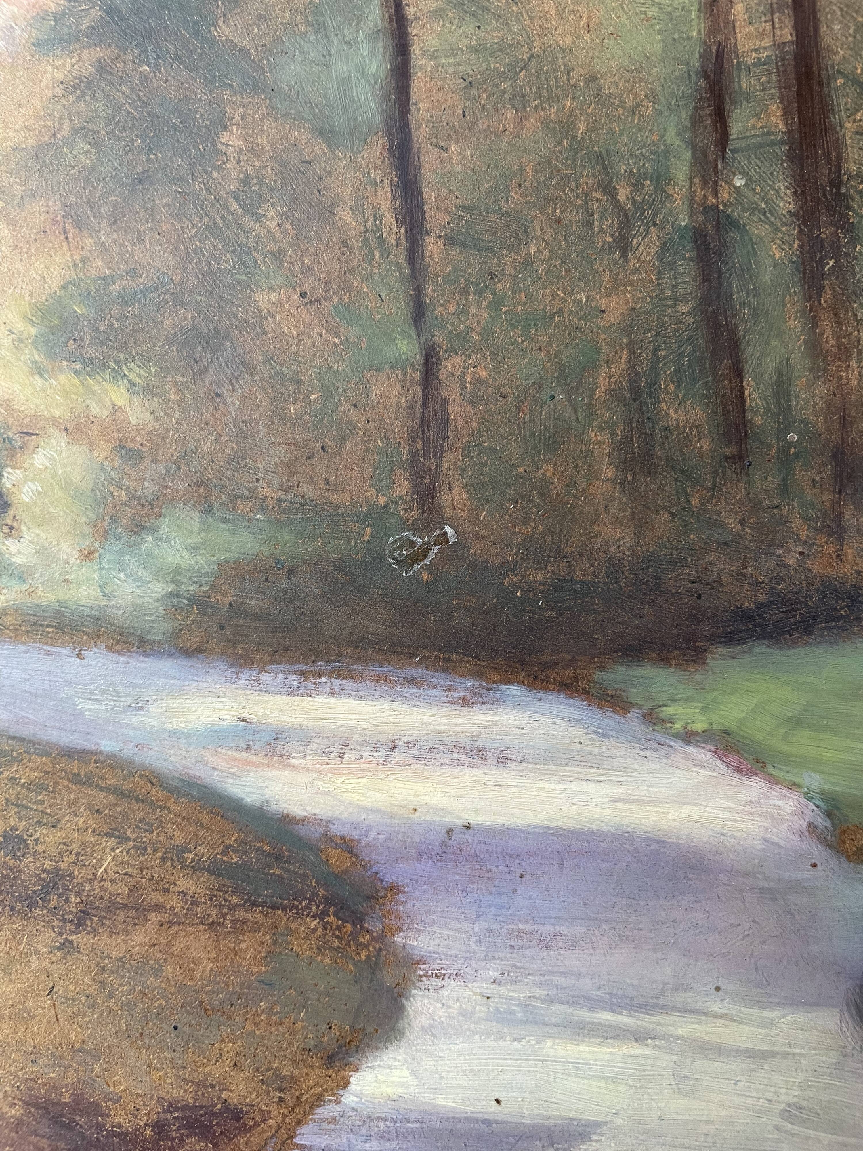 Antique painting of a forest landscape signed S.Gautier