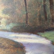Tableau ancien paysage de forêt signé S.Gautier