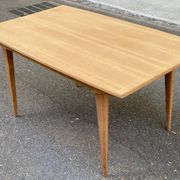Scandinavian design extendable dining table stripped in raw teak 1960