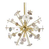 Brass and agate stone sputnik chandelier 1980s