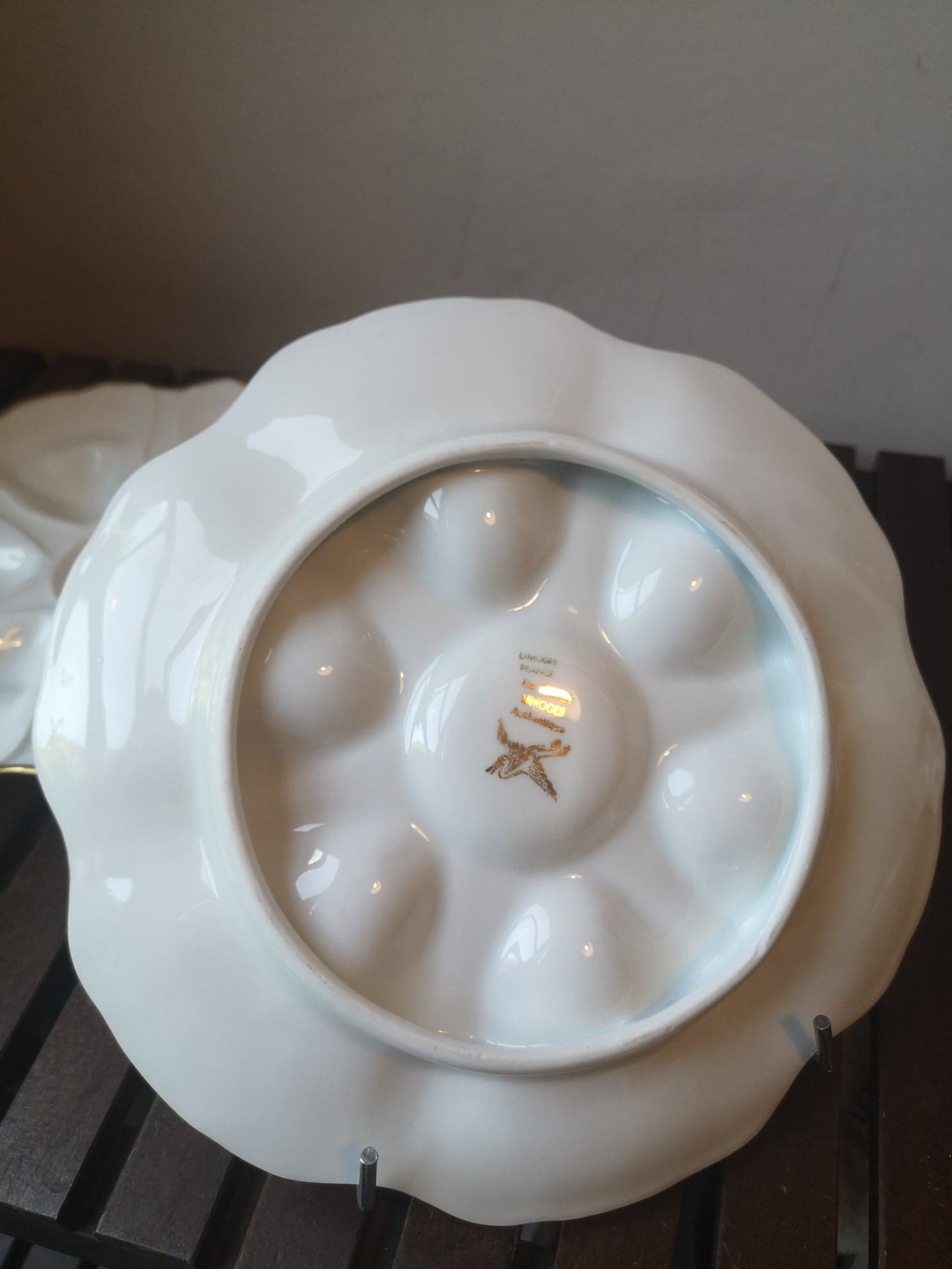 Two oyster plates, porcelain de Limoges, circa 1970