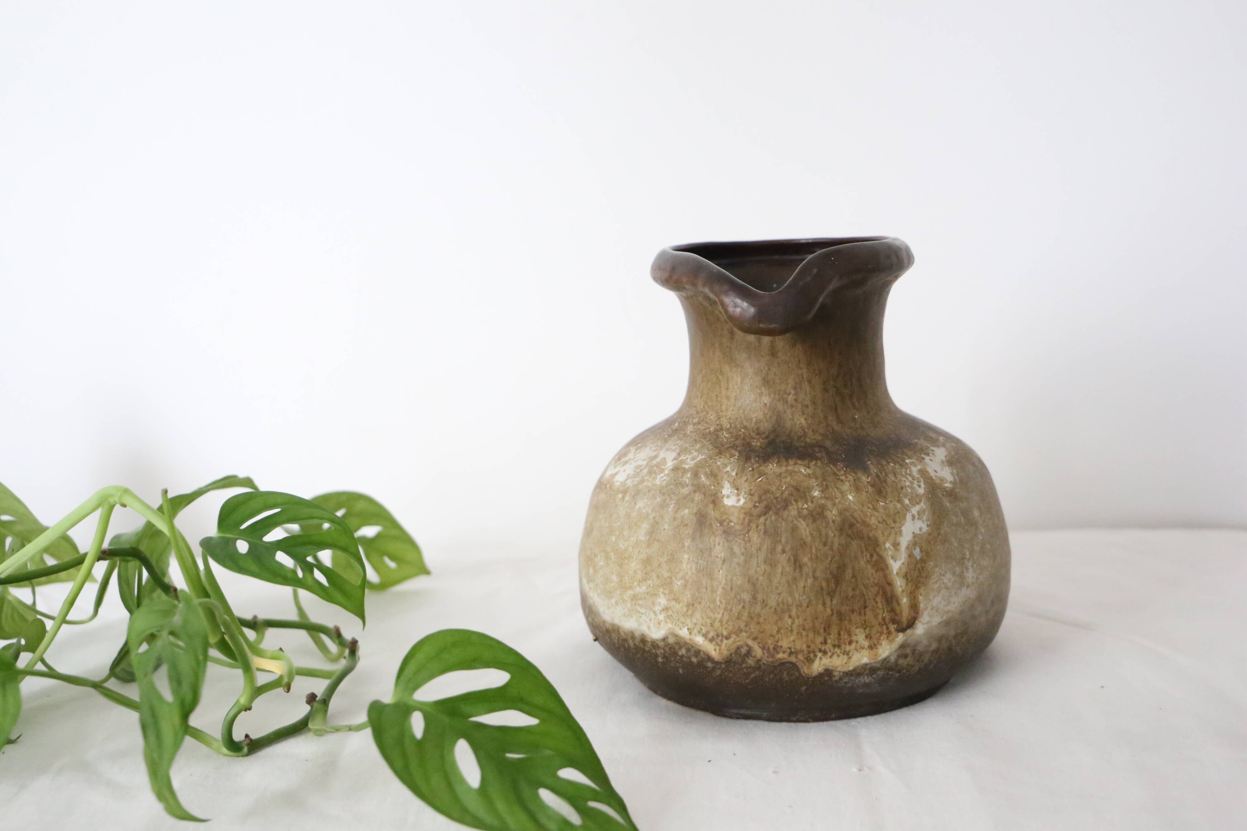 Earthen jug, German pottery, West Germany, vintage