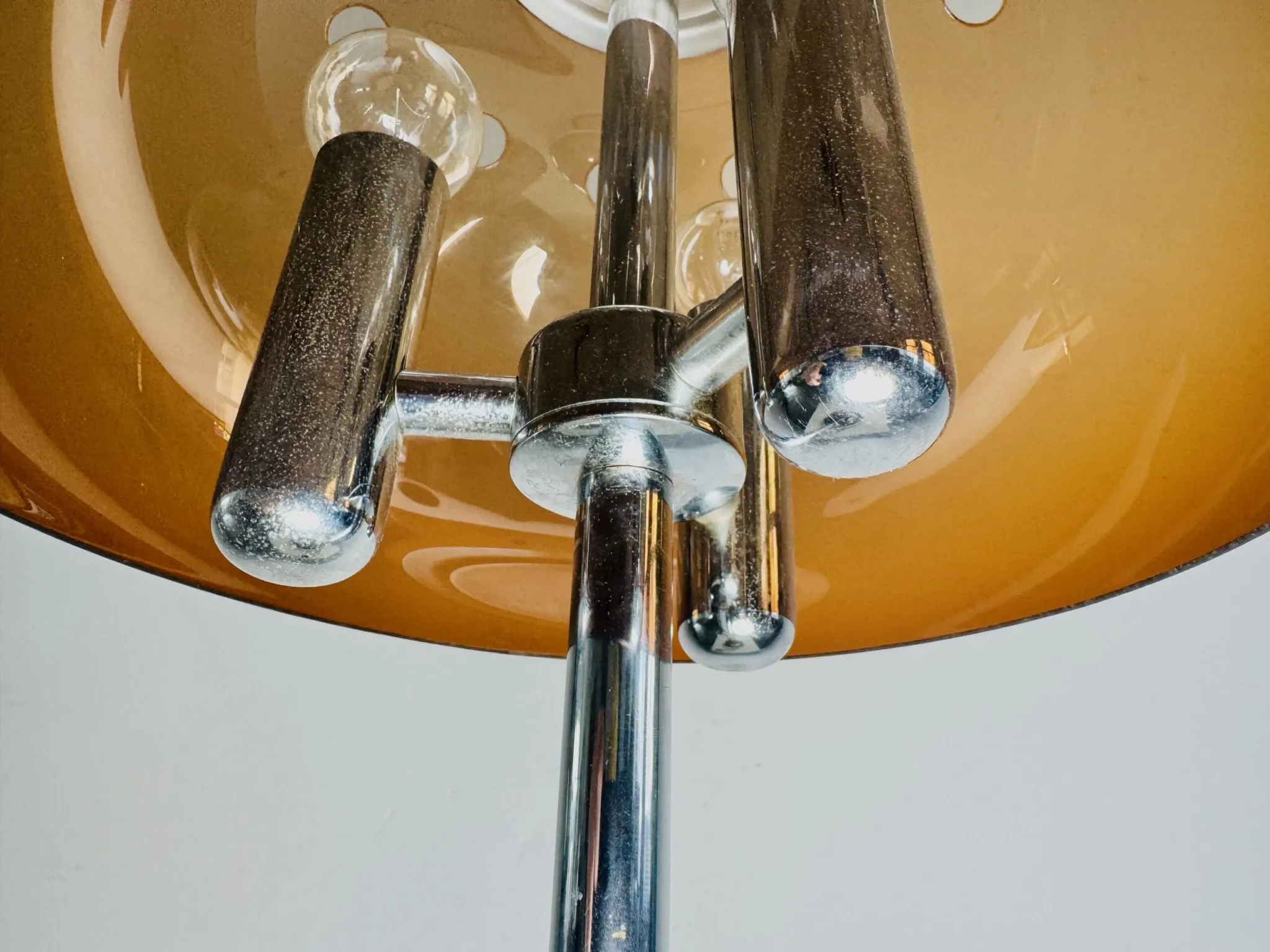 Mid-Century Chromed Mushroom Table Lamp With Acrylic Shade, Europe 1970S