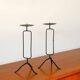 Pair of black iron tripod candlesticks, brutalist, 1970 - 30 cm