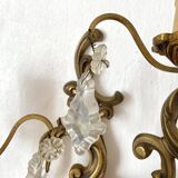 Paire d'appliques en laiton avec pampilles style rocaille