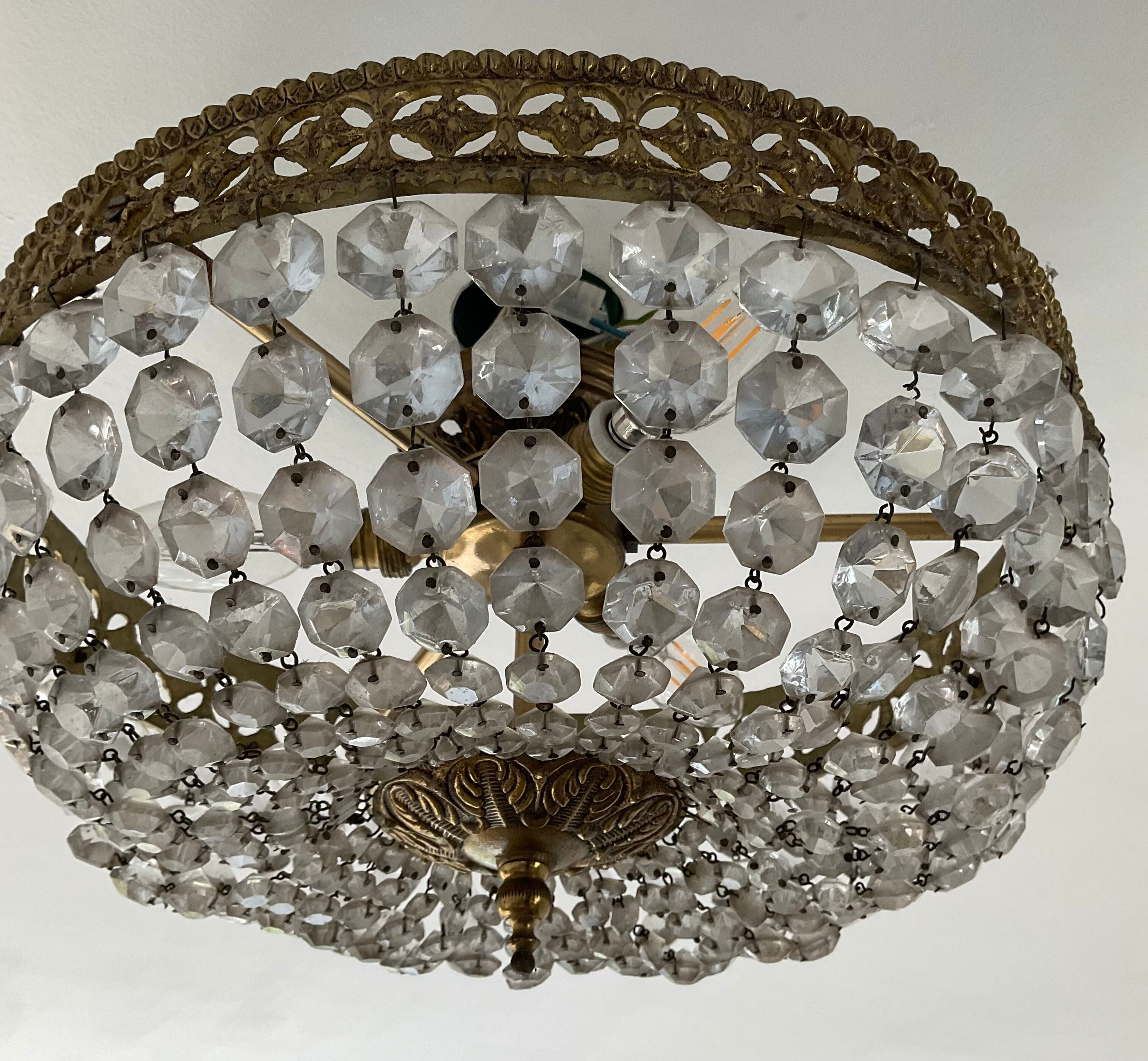 Old ceiling lamp basket with grapevines and bronze