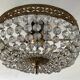Old ceiling lamp basket with grapevines and bronze