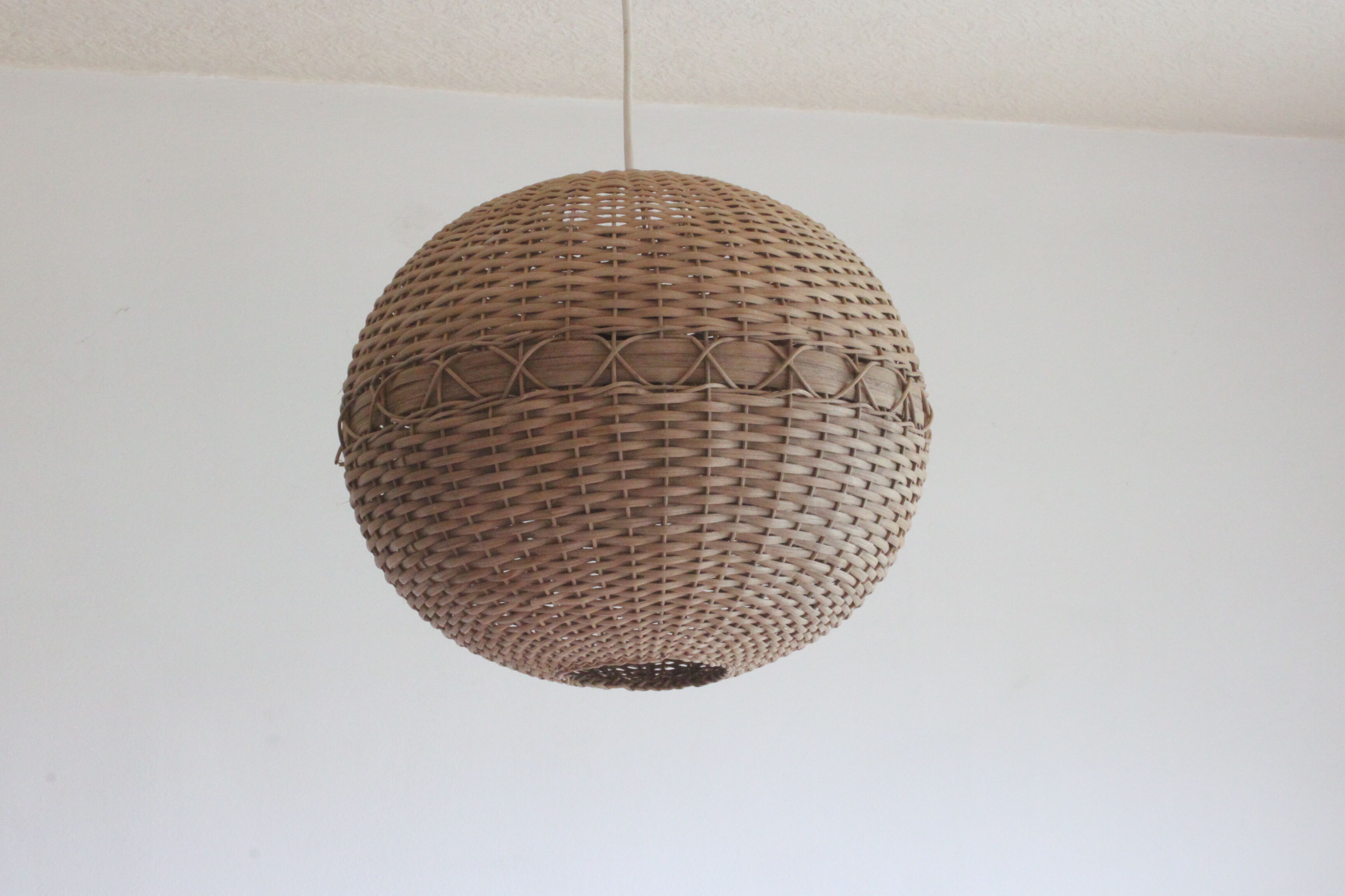 Rattan ball pendant light, 1960s