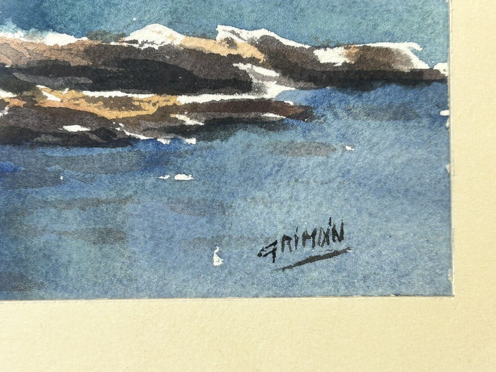Gilles grimoin, peintre contemporain, aquarelle, vue sur collioure, signée