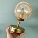 Vintage globe table lamp in amber glass