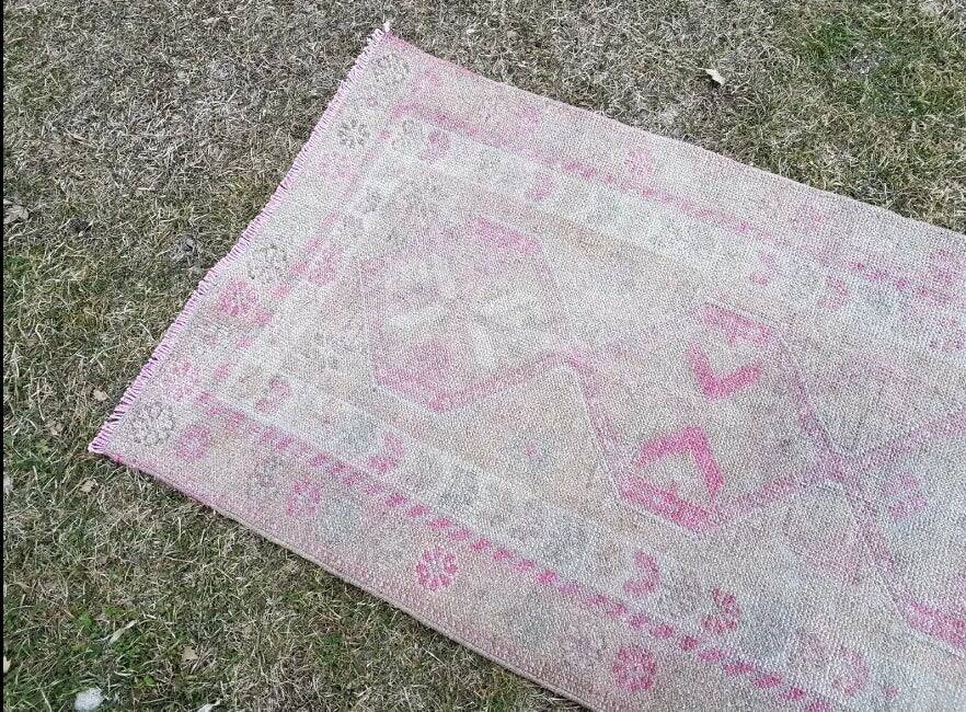 Vintage Turkish hallway rug 88x407 cm
