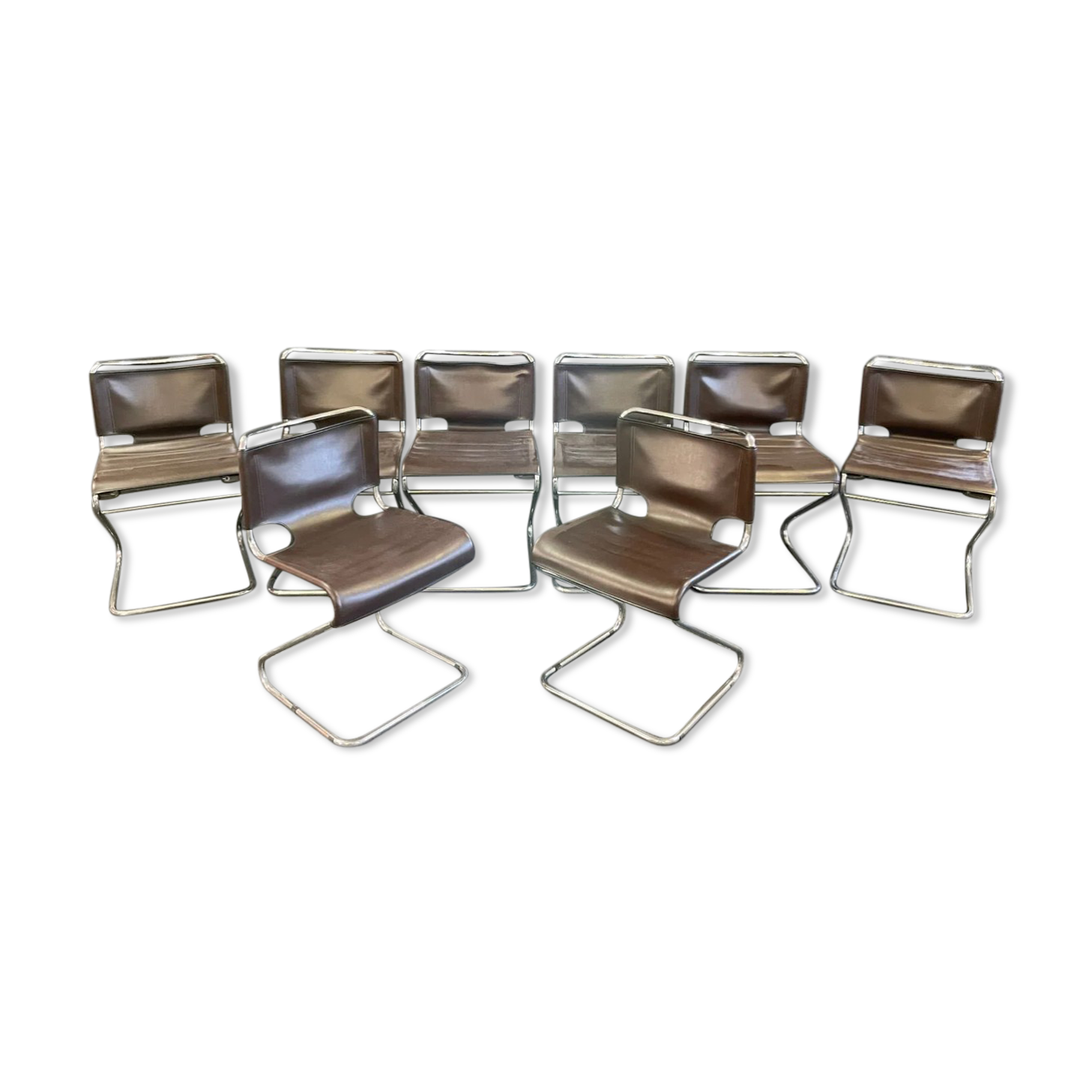 Suite of 8 chairs Pascal Mourgue model Biscia