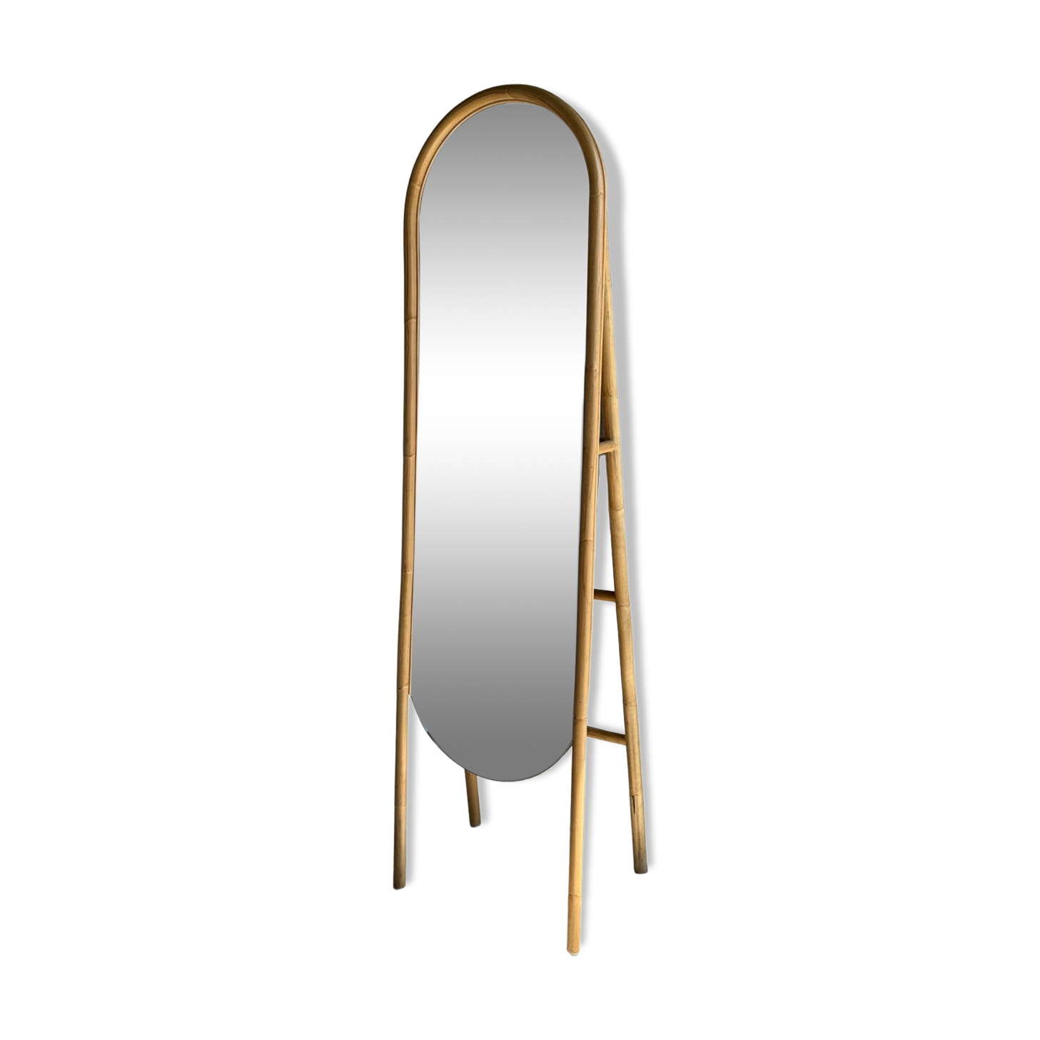 Floor mirror in bamboo and rattan H:1m80