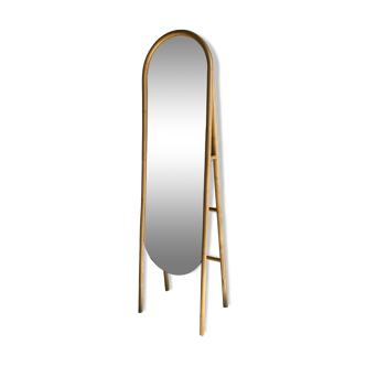 Miroir sur pied en bambou et rotin H:1m80