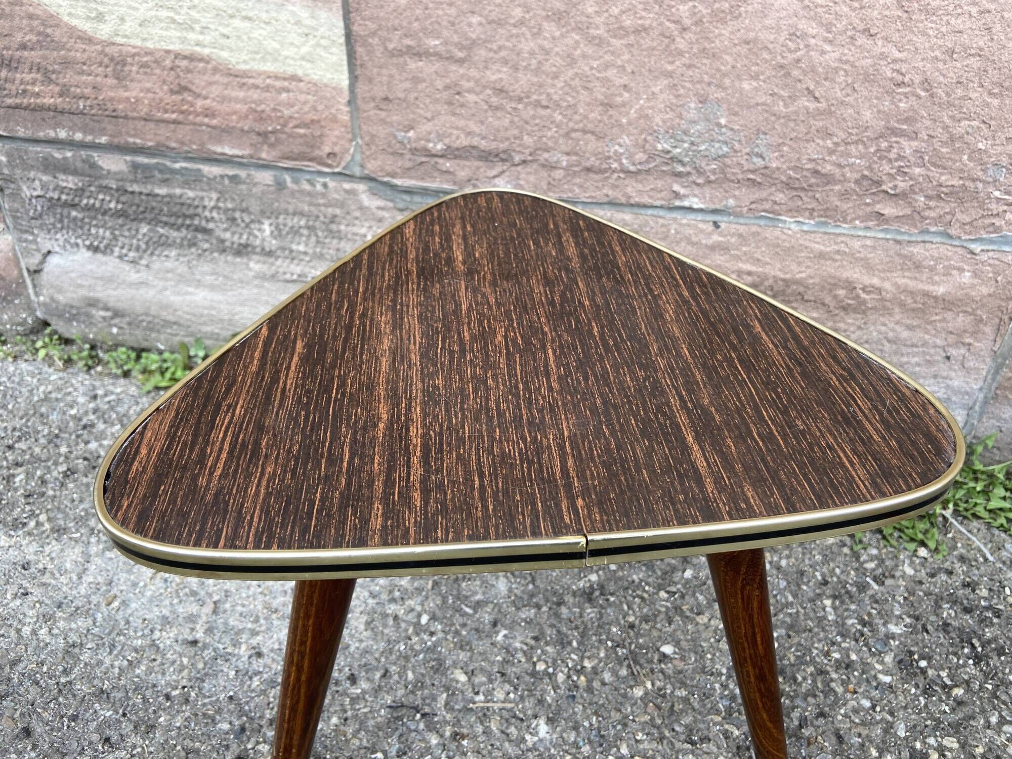 guéridon formica petite table basse vintage tripode porte plante midcentury 50s