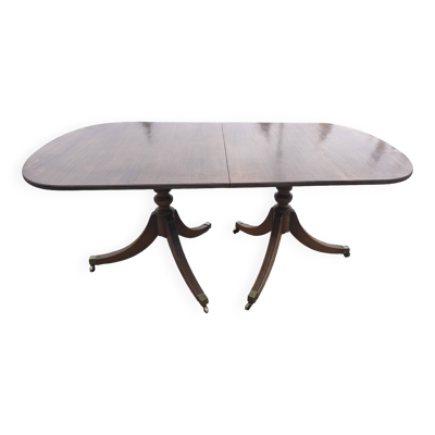 Table de salle à manger de style Régence en acajou avec 2 allonges