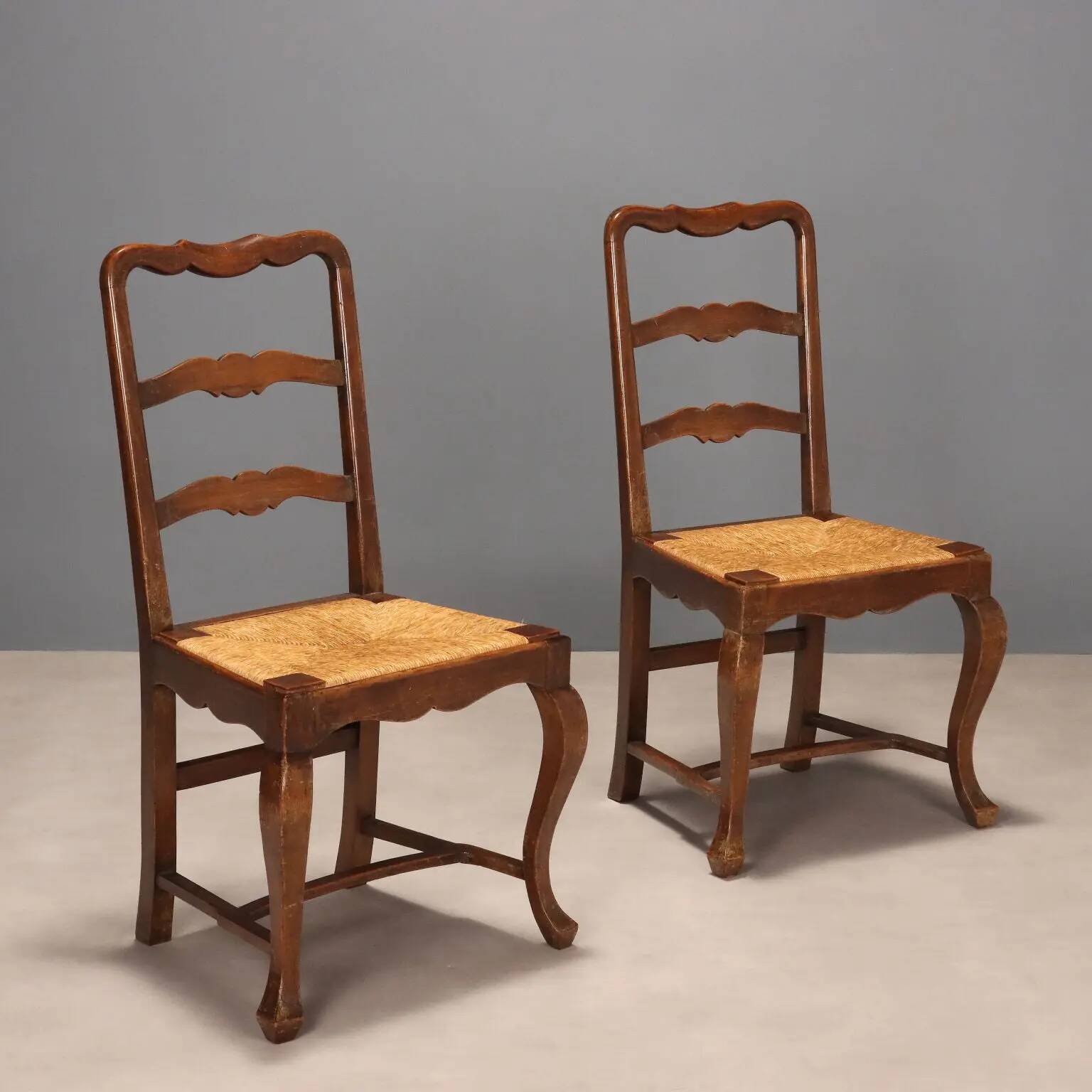 Antique walnut chairs from Italy, 20th century.