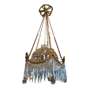Lustre en bronze et pampilles - style