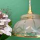 Vintage pendant lamp shade in white and gold frosted glass