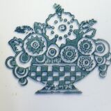 Round art deco faience dish of st amand no digoin