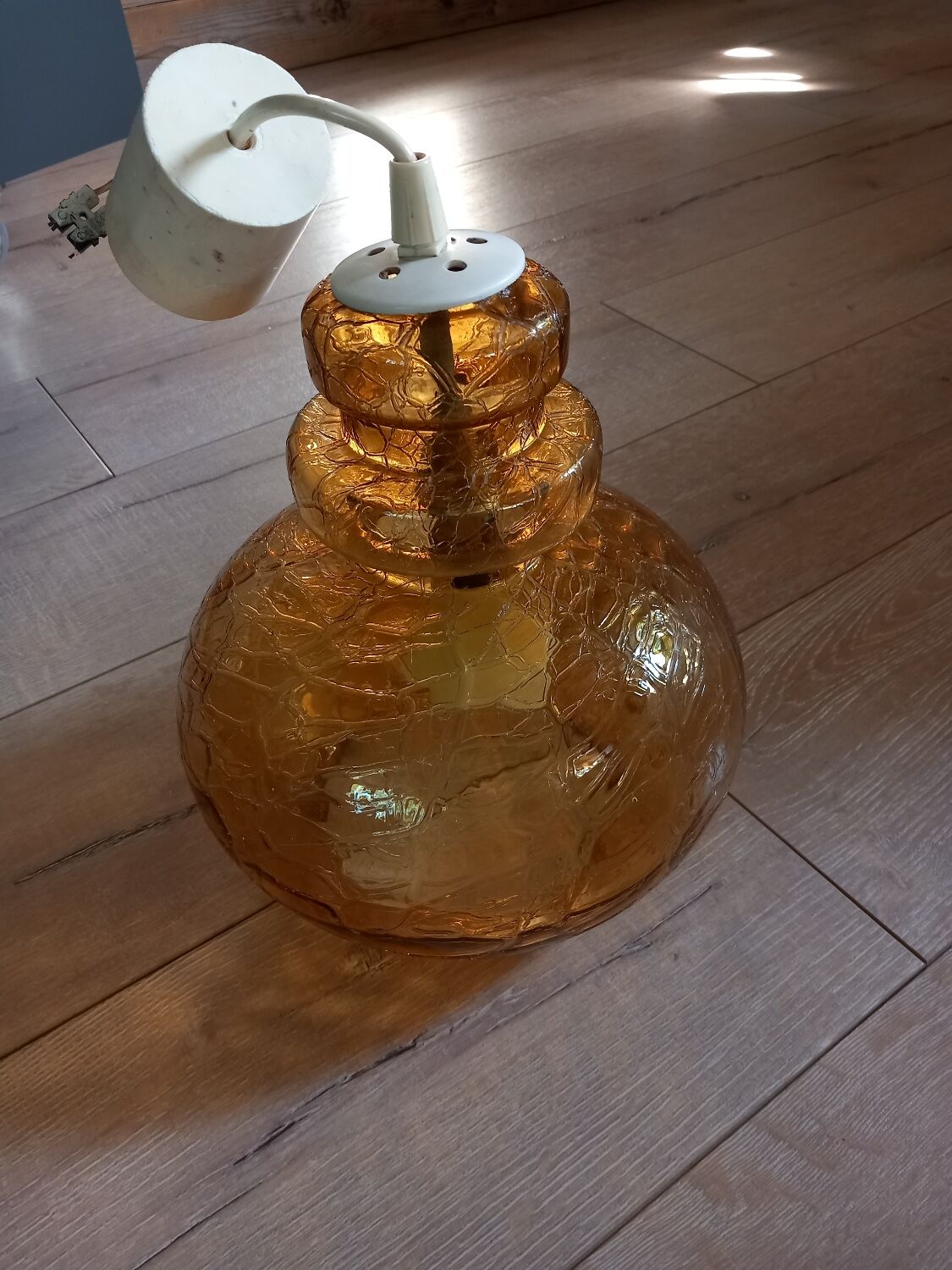 Vintage molded glass pendant light