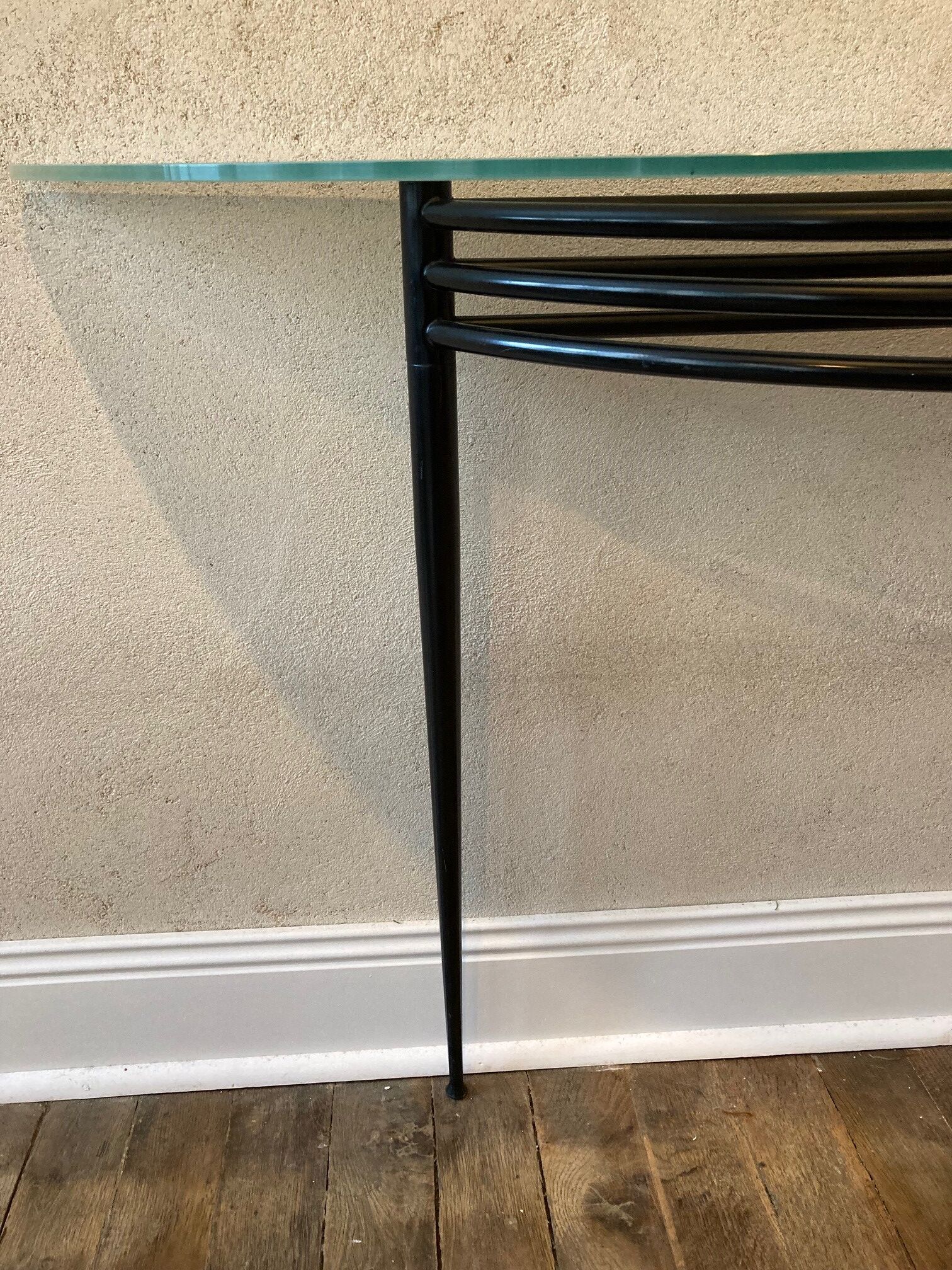 Console model "Atlantique" in metal and glass Pascal Mourgue edition Artelano