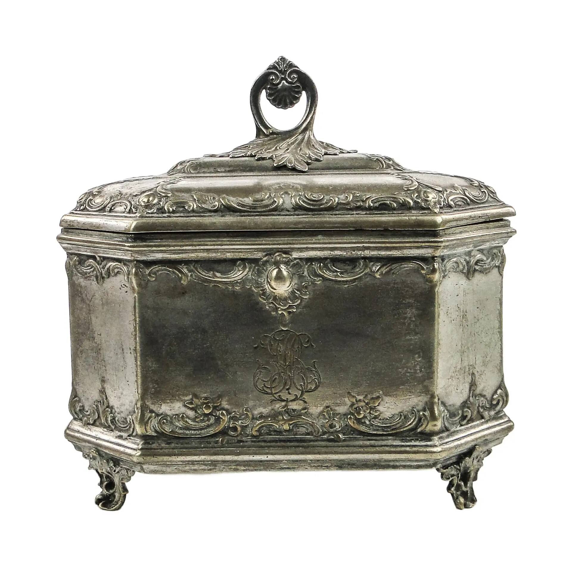 Rococo sugar bowl, silver-plated brass, Norblin, Poland, early 20th century