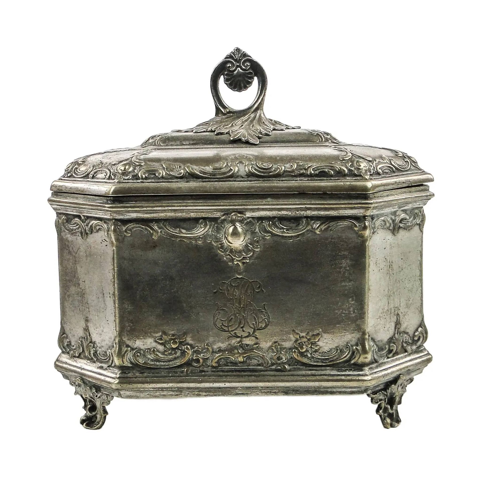 Rococo sugar bowl, silver-plated brass, Norblin, Poland, early 20th century