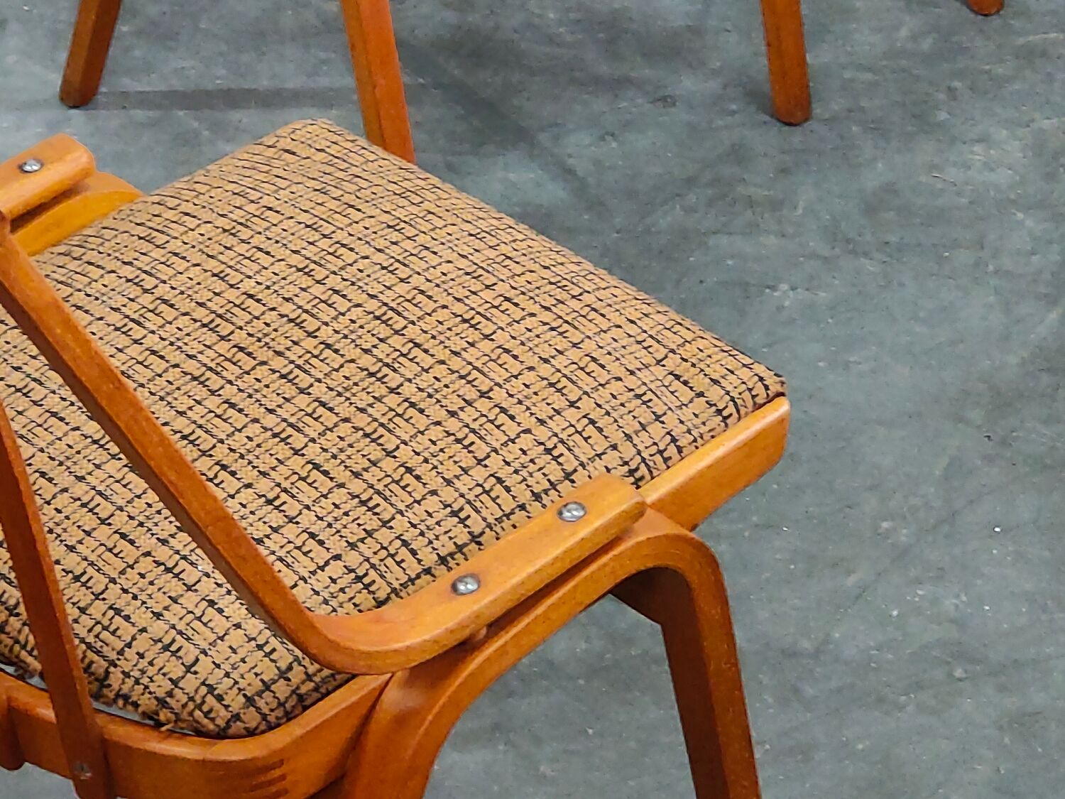Set of 4 fabric chairs by Ton Bystrice 1960