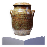 Decorative pot for spices in vintage Baudat style glazed artisanal stoneware.