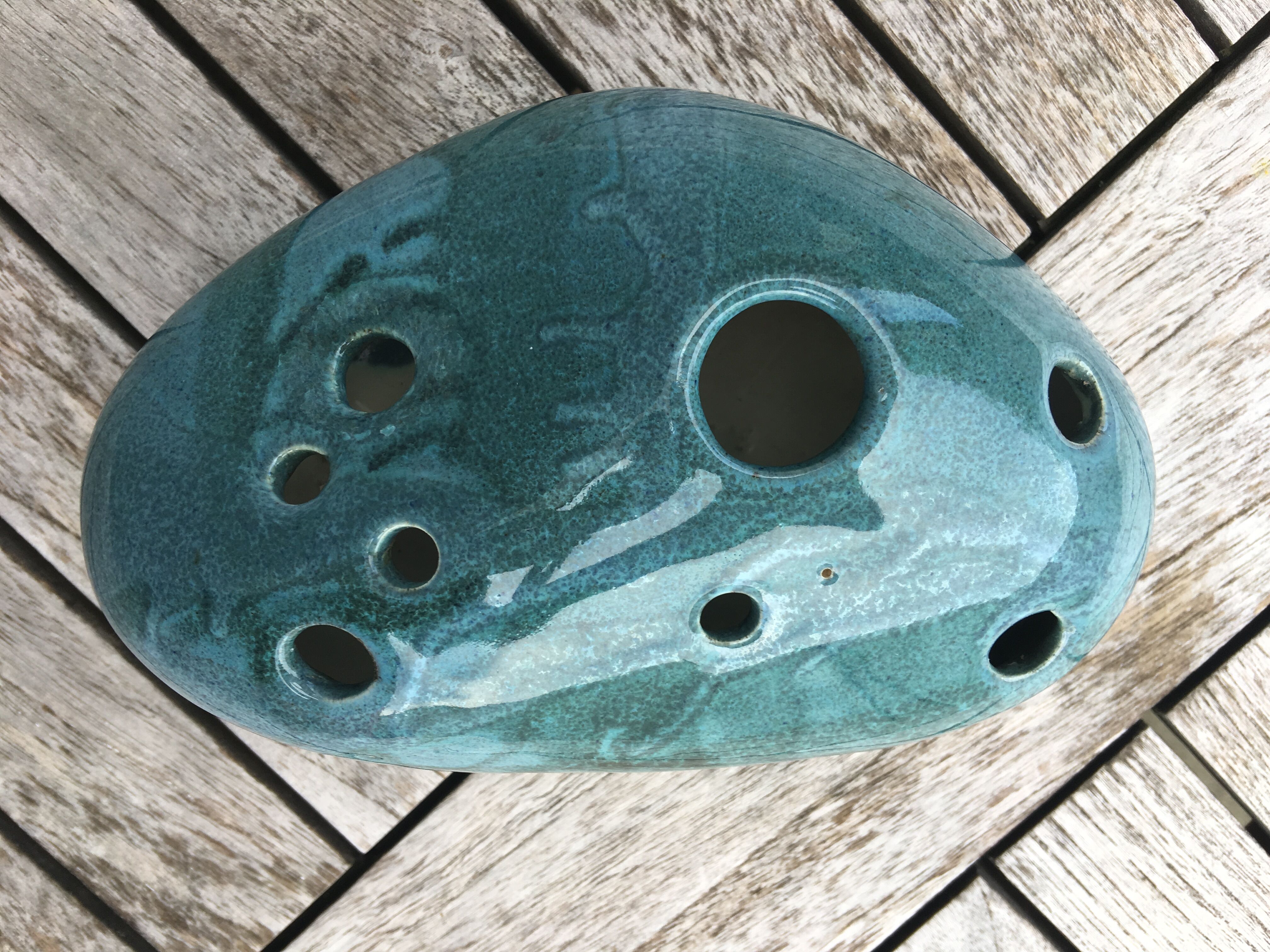 Roller spike flowers, blue-green ceramics